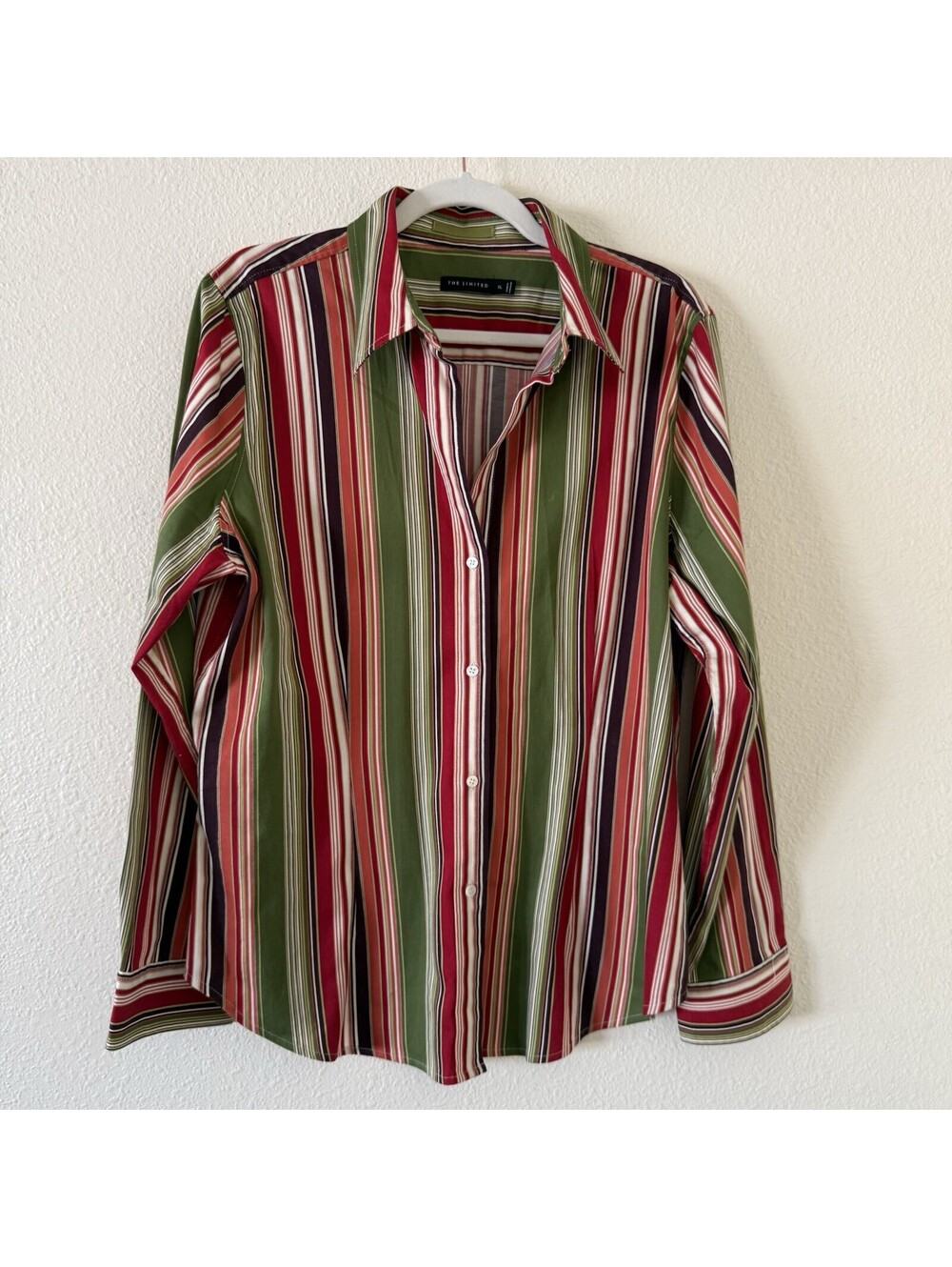 The Limited Blouse Size XL Shirt Long Sleeve Multi Striped Stretch